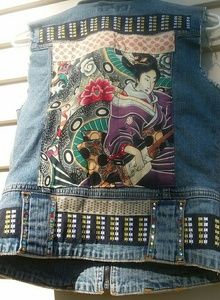 Yuka jeans distressed denim vest embellished
